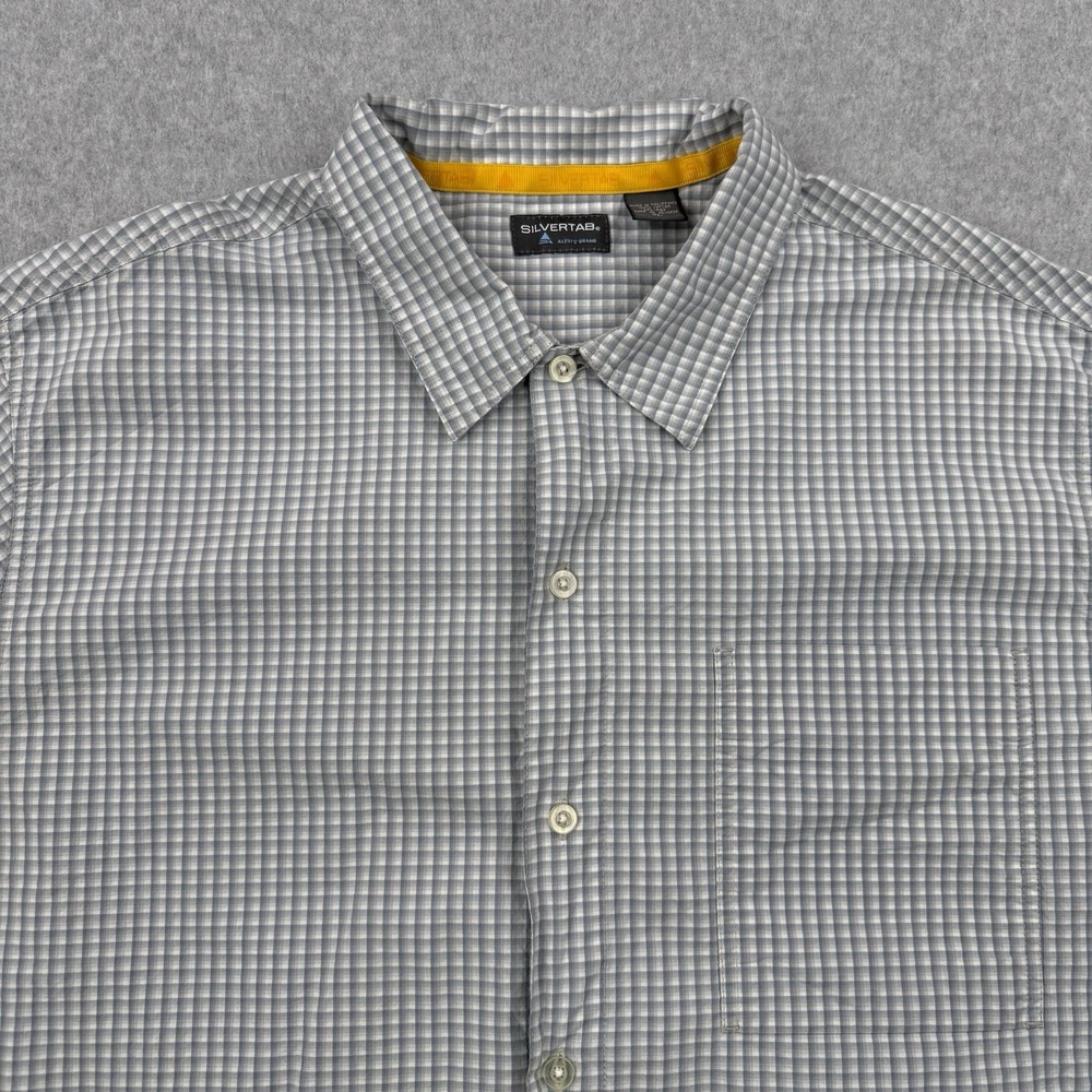 Vintage Levis Shirt Mens XL Gray Check Silvertab Y2K Button Up Short Sleeve - Picture 2 of 9